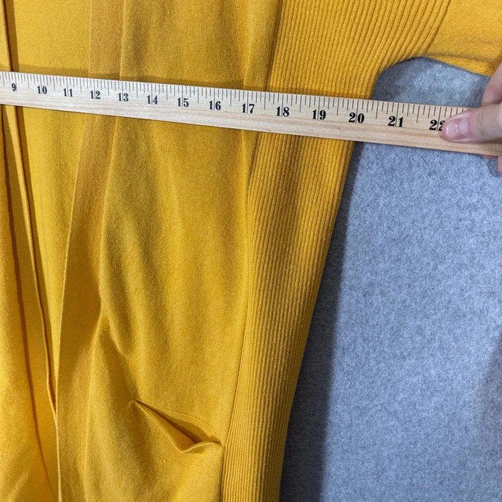 Verve Ami Cardigan‎ Sweater Small Mustard Open Pockets Lounge Comfy Soft Thin